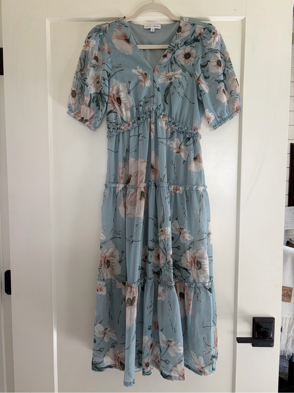 Baltic Born Light Blue/Green Floral Maxi Dress